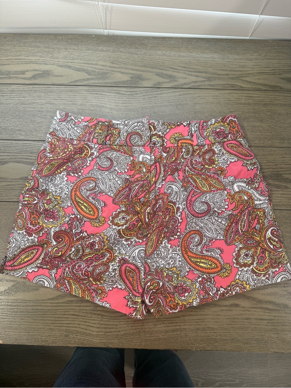 H&M High Waist Paisley Shorts in Pink and Orange